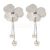 Flower Alloy Dangle Stud Earrings EJEW-L096-005P-1