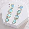 304 Stainless Steel & Glass Dangle Stud Earrings WGE7ABD-01-4