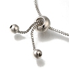 Rack Plating Brass Micro Pave Clear Cubic Zirconia Box Chain Ring with Star Link Slider Bracelets BJEW-H614-07P-3