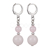 Round Natural Rose Quartz Dangle Earrings EJEW-JE05536-02-1