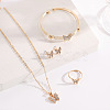 Alloy Crystal Rhinestone Pendant Necklace & Stud Earring & Ring & Cuff Bangle Sets FS-WG56C82-01-1