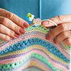 20Pcs 10 Colors Cornerless Cube Flower Printed Silicone Knitting Needle Stoppers DIY-GO0001-90-5