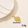 201 Stainless Steel Floral Pentagram Pendant Necklaces for Women FS-WG3C313-08-1