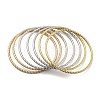 7Pcs 3 Colors PVD Vacuum Plating 202 Stainless Steel Bangle Sets BJEW-M317-11-1