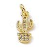 Brass Micro Pave Clear Cubic Zirconia Cactus Charms ZIRC-F132-67G-1