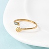 304 Stainless Steel & Natural Shell Cuff Rings for Women RJEW-G372-01G-05-3