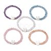 Cute Rabbit Shell & Natural Mixed Gemstone Beaded Stretch Bracelets for Women BJEW-JB11040-1