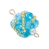 8Pcs 8 Colors Glass Beaded Round Sphere Links PALLOY-MZ00874-4