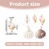 35Pcs 5 Styles Natural Mixed Shell Copper Wire Wrapped Pendants PALLOY-HS00027-2