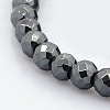 Faceted Round Non-magnetic Synthetic Hematite Beads Strands G-P061-60-6mm-1