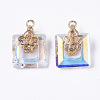 Electroplate Glass Charms X-EGLA-N005-002C-3