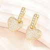 Brass Micro Pave Clear Cubic Zirconia Hoop Dangle Earrings EJEW-G471-30D-G-2