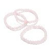 Natural Rose Quartz Beaded Stretch Bracelets BJEW-A117-B-11-4