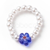 Plastic Imitation Pearl & Millefiori Glass Beaded Finger Ring Bracelet Necklace SJEW-JS01239-7