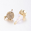 Brass Micro Pave Cubic Zirconia Stud Earring Findings ZIRC-E132-11B-G-2