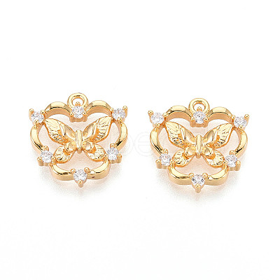 Brass Micro Pave Cubic Zirconia Pendants X1-KK-N263-77B-G-1