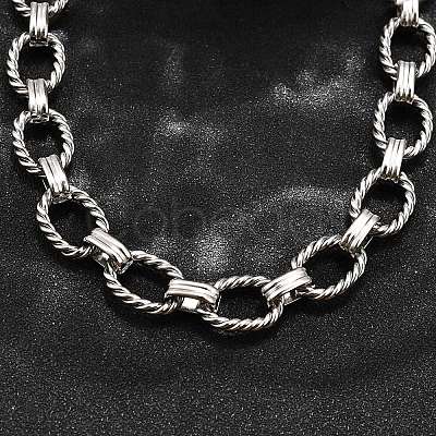 304 Stainless Steel Twisted Oval Link Chain Necklaces NJEW-R023-13P-1