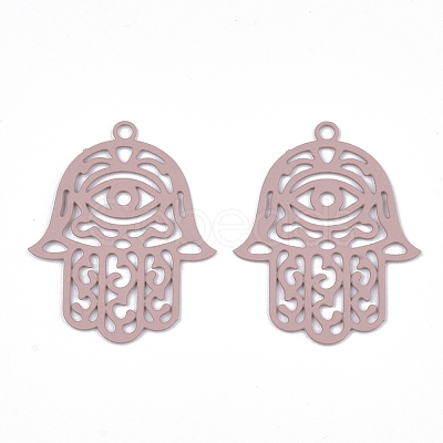 430 Stainless Steel Filigree Pendants STAS-T042-15E-1