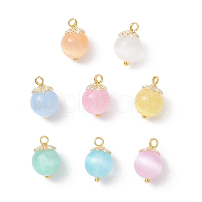 Dyed Natural Selenite Round Pendants PALLOY-JF04269-1