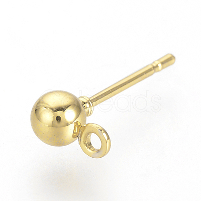Iron Ball Stud Earring Findings KK-R071-09G-NF-1