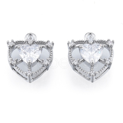 Brass Micro Pave Clear Cubic Zirconia Charms KK-N216-560P-1
