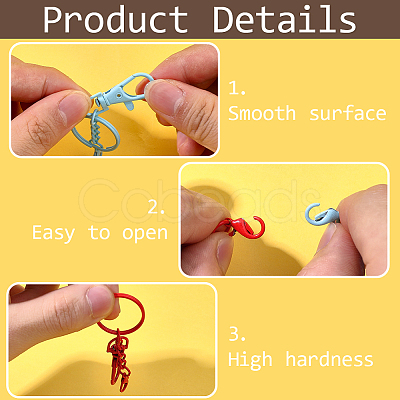48Pcs 12 Colors Spray Printed Alloy Keychain Clasps FIND-SC0022-38-1