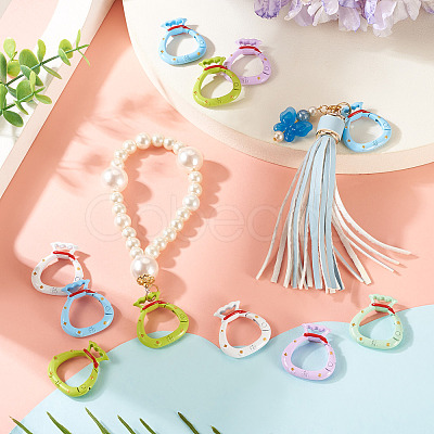 10Pcs 5 Colors Alloy Spring Gate Rings FIND-TA0008-59A-1