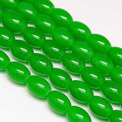 Imitation Jade Glass Rice Bead Strands GLAA-A022B-14x18mm-M-1