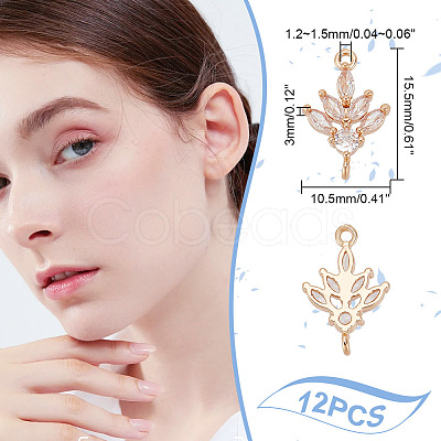 12Pcs Brass Pave Clear Cubic Zirconia Connector Charms ZIRC-AR0001-24-1