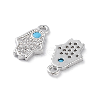 Brass Micro Pave Clear Cubic Zirconia Charms KK-F871-47P-1