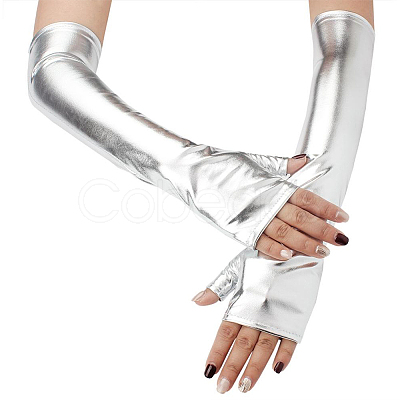 Polyester Long Fingerless Gloves AJEW-WH20018-117A-1