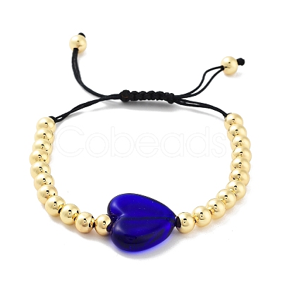 Handmade Lampwork Heart Bracelets BJEW-Q338-01E-1