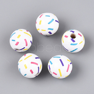 Spray Painted Schima Wood Beads WOOD-T032-37B-1