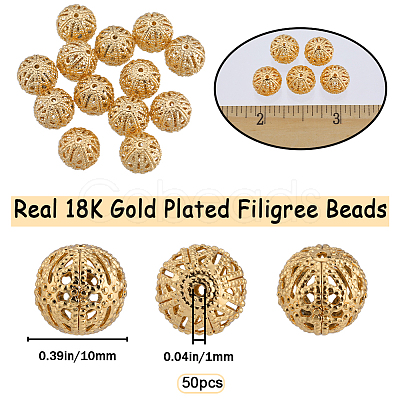 50Pcs Brass Filigree Beads KK-BBC0010-68-1