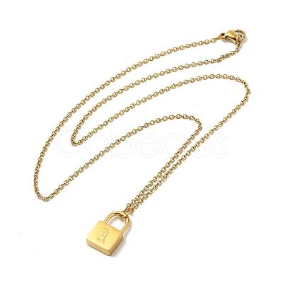 304 Stainless Steel Rolo Chain Pendant Necklaces NJEW-S444-01G-01-1