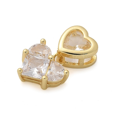 Heart Brass Micro Pave Cubic Zirconia Pendants KK-M319-13G-1