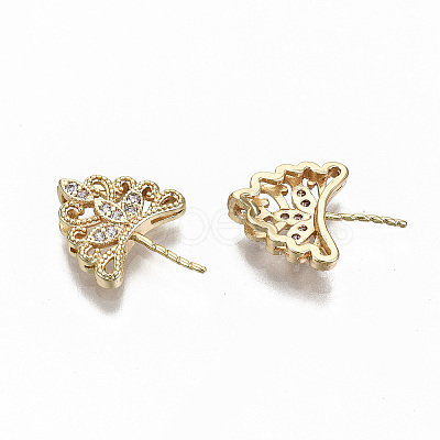 Brass Micro Pave Clear Cubic Zirconia Peg Bails Pendants KK-S356-120G-NF-1
