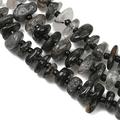 Natural Tourmalinated Quartz Beads Strands GG-CBA3A44-B01-01-1