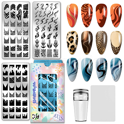 Stainless Steel DIY Nail Art Templates MRMJ-WH0092-224-1