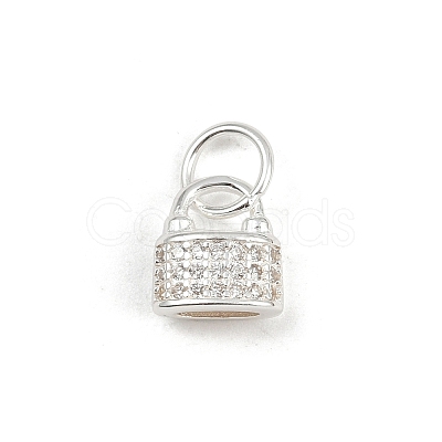 925 Sterling Silver Micro Pave Clear Cubic Zirconia Lock Charms STER-K183-04S-1