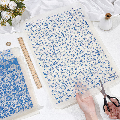 4Pcs 4 Styles Flower Pattern Paper Ceramic Decals DIY-GF0013-26-1