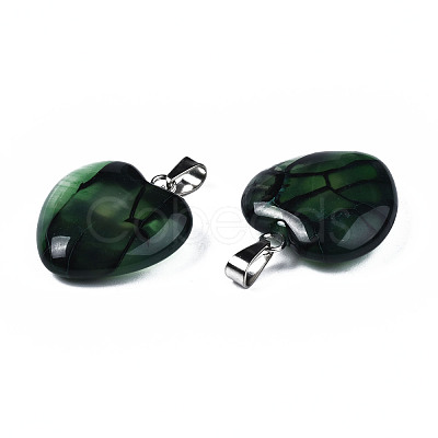 Natural Dragon Veins Agate Pendants G-N0325-14C-1