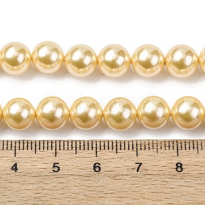 Electroplated Shell Pearl Beads Strands BSHE-G041-8mm-01-1