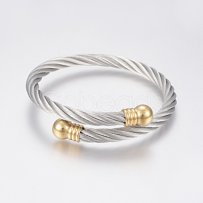 304 Stainless Steel Torque Bangles BJEW-G584-18-1