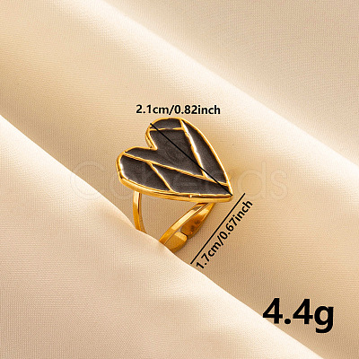 Vintage 304 Stainless Steel Enamel Cuff Ring YV6169-3-1