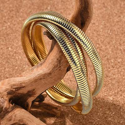 304 Stainless Steel Stretch Bracelets BJEW-A031-01A-G-1