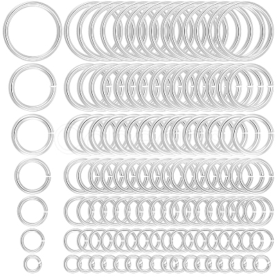 300Pcs 7 Styles Rack Plating Brass Open Jump Rings KK-BBC0027-30S-1