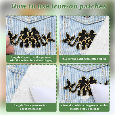 16Pcs 4 Colors Flower Polyester Iron on/Sew on Patches DIY-GF0011-68-1