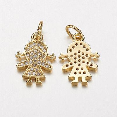 Electrophoresis Brass Micro Pave Cubic Zirconia Charms ZIRC-P047-14G-1