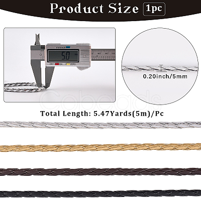 5M Braided Round PU Leather Jewelry Cord OCOR-GF0004-96A-04-1